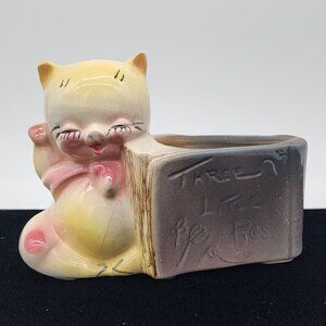 Shawnee Three Little Pigs Ceramic Planter Kitschy Vintage Closed Eyes 5"